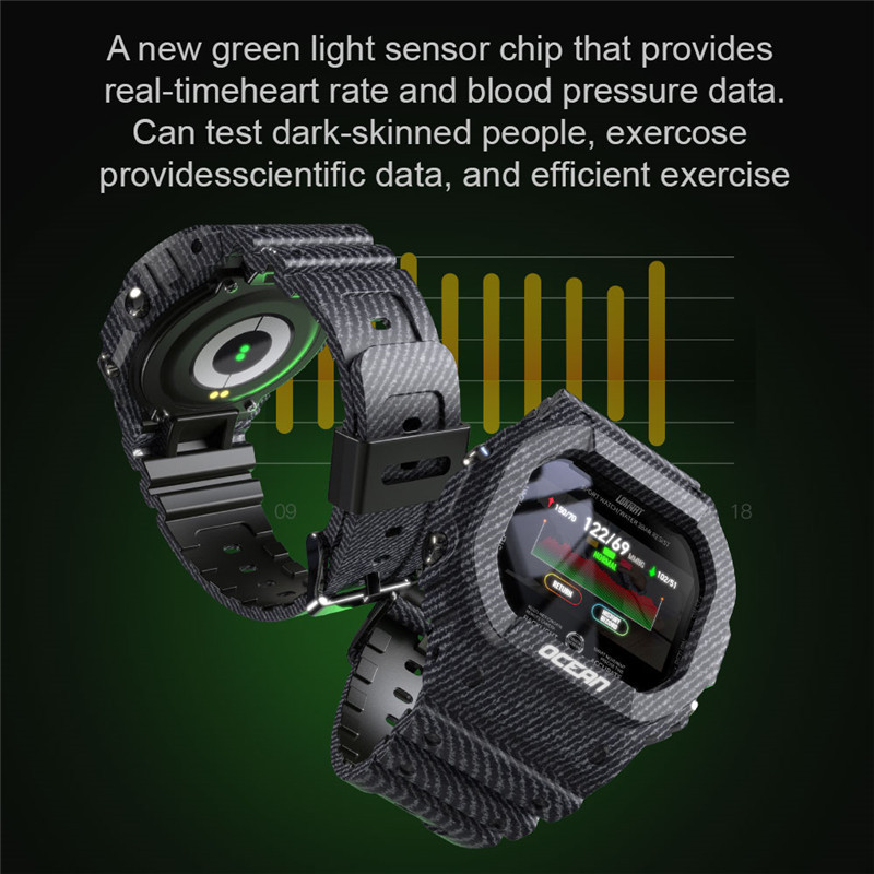 Lokmat Ocean New Smart Watch Heart Rate Meter Step Blood Pressure Health Waterproof Ip68smart Watch