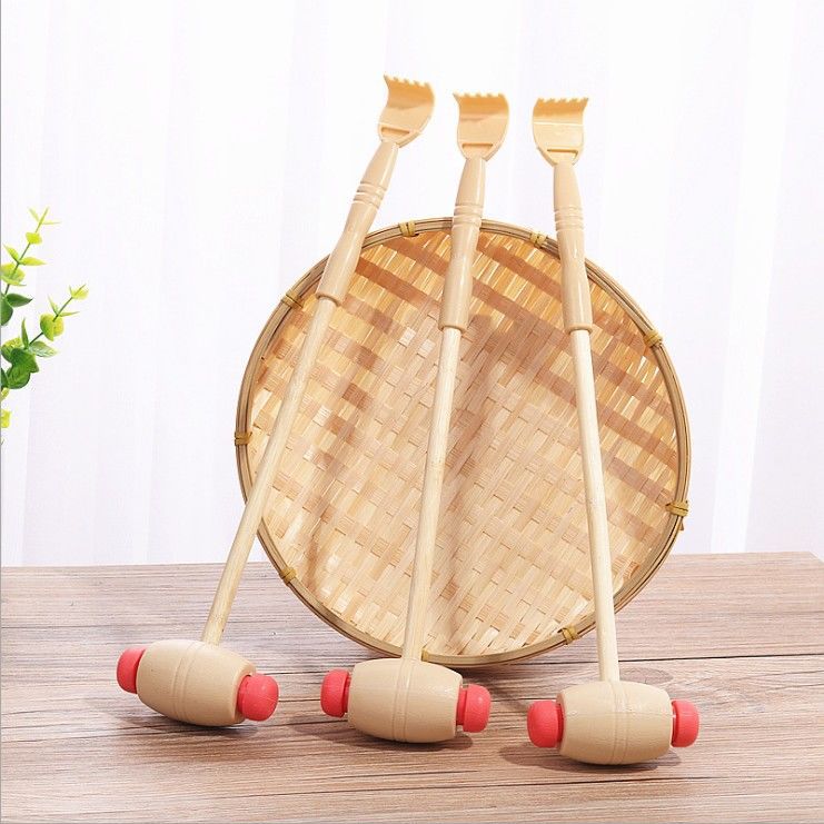 Back Tapping Massage Hammer Wooden Handle Does Not Require People to Scratch and Scratch Back Hand Scratching Device Beating Cervical Spine Waist Massager Itching and Scratching