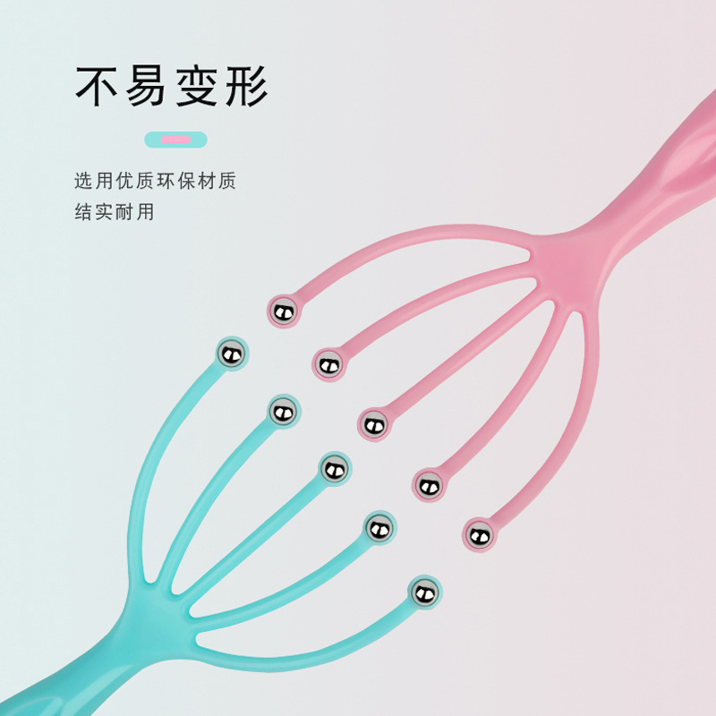 Manual Head Scratching Device Five-Claw Ball Head Massager Scalp Massage Tingler Useful Tool for Pressure Reduction Octopus Massage Tingler