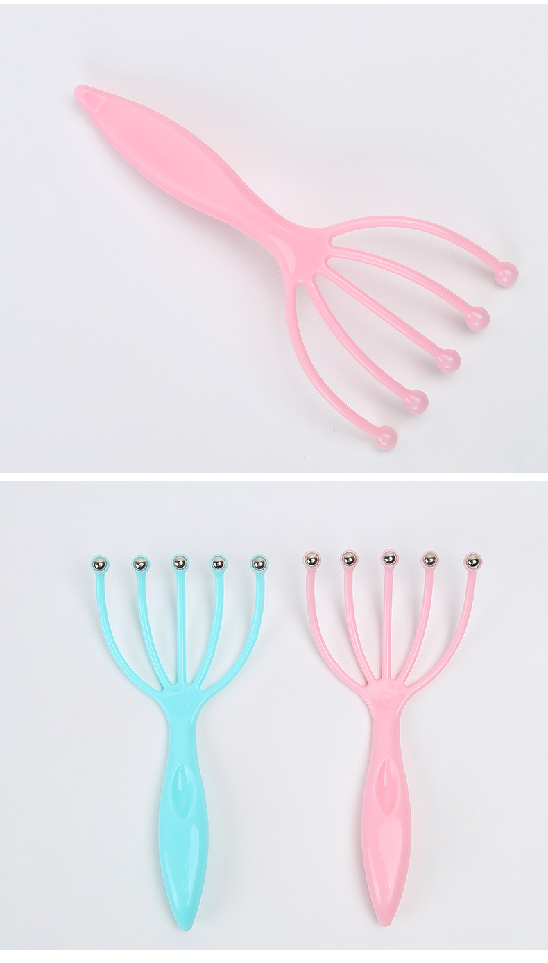 Manual Head Scratching Device Five-Claw Ball Head Massager Scalp Massage Tingler Useful Tool for Pressure Reduction Octopus Massage Tingler