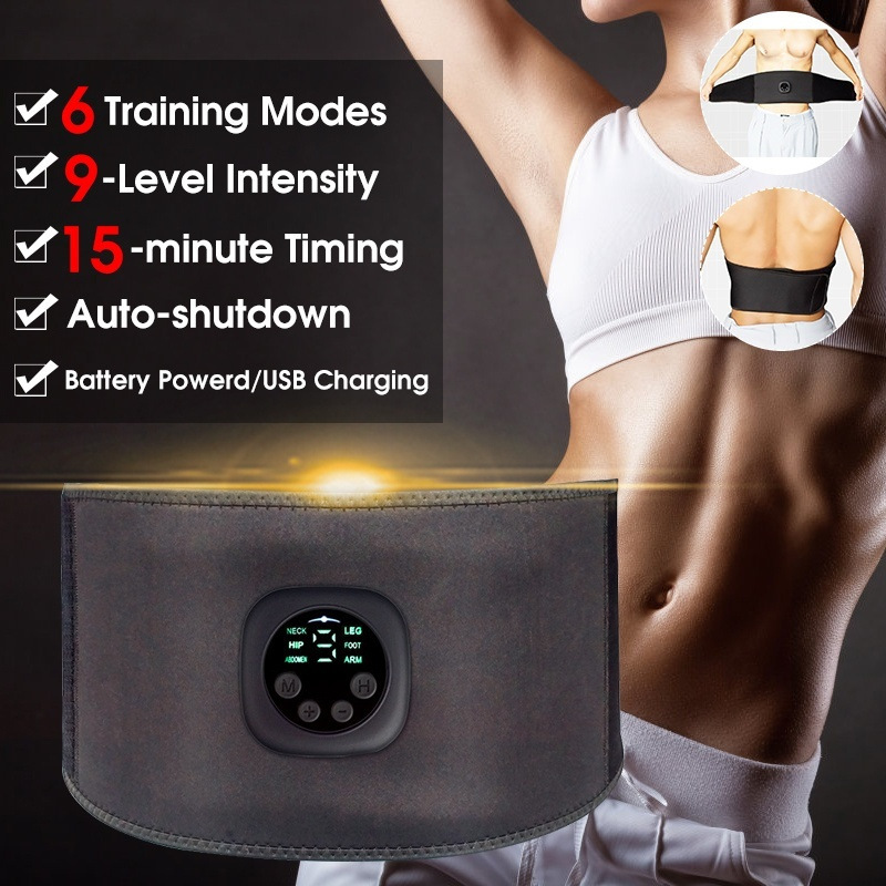 Foreign Trade Slimming Belt EMS Abdominal Fitness Instrument Waist Supporter Belt Abdominal Stickers Massage Fitness Equipment Body Slimming Device Power Plate