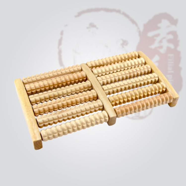 Factory Direct Sales Natural Wooden Reflexology Foot Massager Foot Massage Device Wooden Six-Row Roller Massager Wholesale