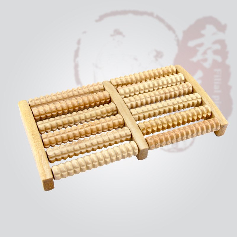 Factory Direct Sales Natural Wooden Reflexology Foot Massager Foot Massage Device Wooden Six-Row Roller Massager Wholesale