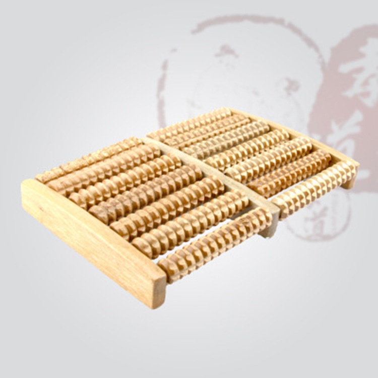 Factory Direct Sales Natural Wooden Reflexology Foot Massager Foot Massage Device Wooden Six-Row Roller Massager Wholesale