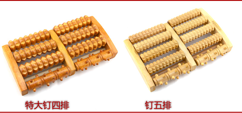 Factory Direct Sales Natural Wooden Reflexology Foot Massager Foot Massage Device Wooden Six-Row Roller Massager Wholesale