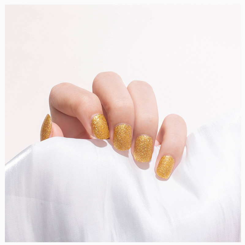 Nail Polish Baking-Free Cross-Border 15ml Quick-Drying Non-Peelable Long-Lasting Gold Sand Nail Polish 12-Color Nail Polish Set