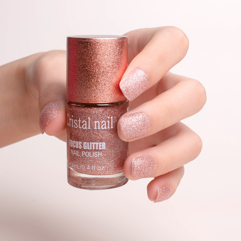 Nail Polish Baking-Free Cross-Border 15ml Quick-Drying Non-Peelable Long-Lasting Gold Sand Nail Polish 12-Color Nail Polish Set
