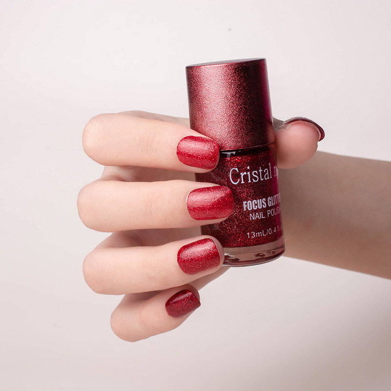 Nail Polish Baking-Free Cross-Border 15ml Quick-Drying Non-Peelable Long-Lasting Gold Sand Nail Polish 12-Color Nail Polish Set