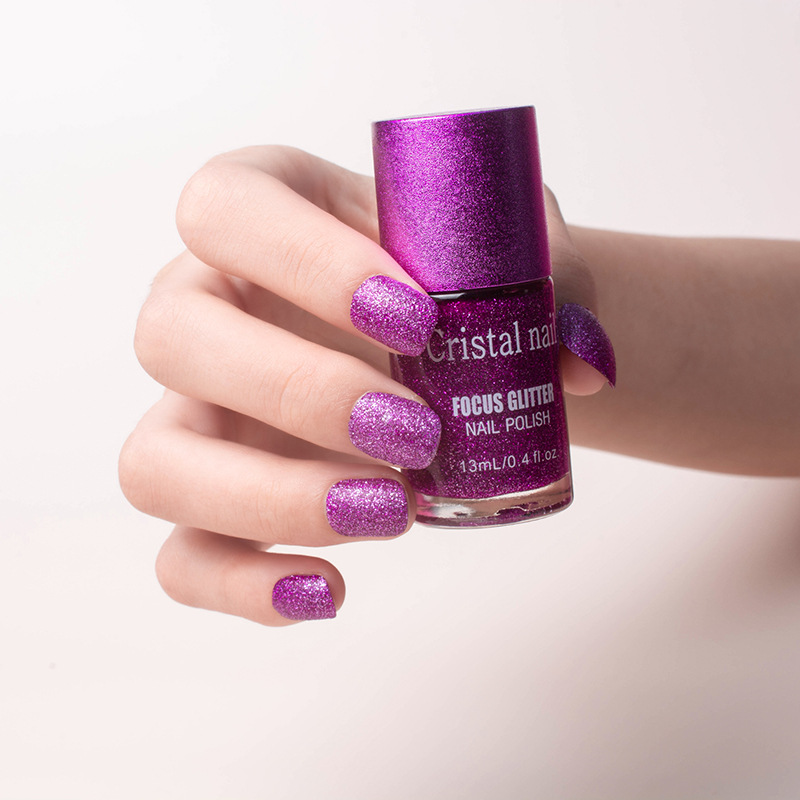 Nail Polish Baking-Free Cross-Border 15ml Quick-Drying Non-Peelable Long-Lasting Gold Sand Nail Polish 12-Color Nail Polish Set