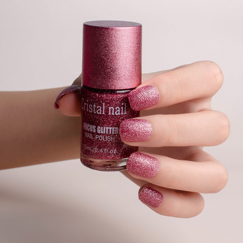 Nail Polish Baking-Free Cross-Border 15ml Quick-Drying Non-Peelable Long-Lasting Gold Sand Nail Polish 12-Color Nail Polish Set