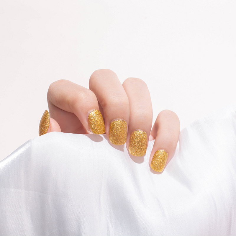 Nail Polish Baking-Free Cross-Border 15ml Quick-Drying Non-Peelable Long-Lasting Gold Sand Nail Polish 12-Color Nail Polish Set