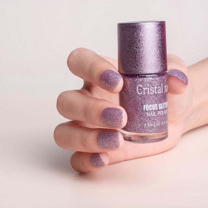 Nail Polish Baking-Free Cross-Border 15ml Quick-Drying Non-Peelable Long-Lasting Gold Sand Nail Polish 12-Color Nail Polish Set