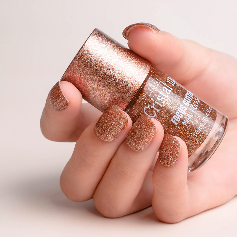 Nail Polish Baking-Free Cross-Border 15ml Quick-Drying Non-Peelable Long-Lasting Gold Sand Nail Polish 12-Color Nail Polish Set
