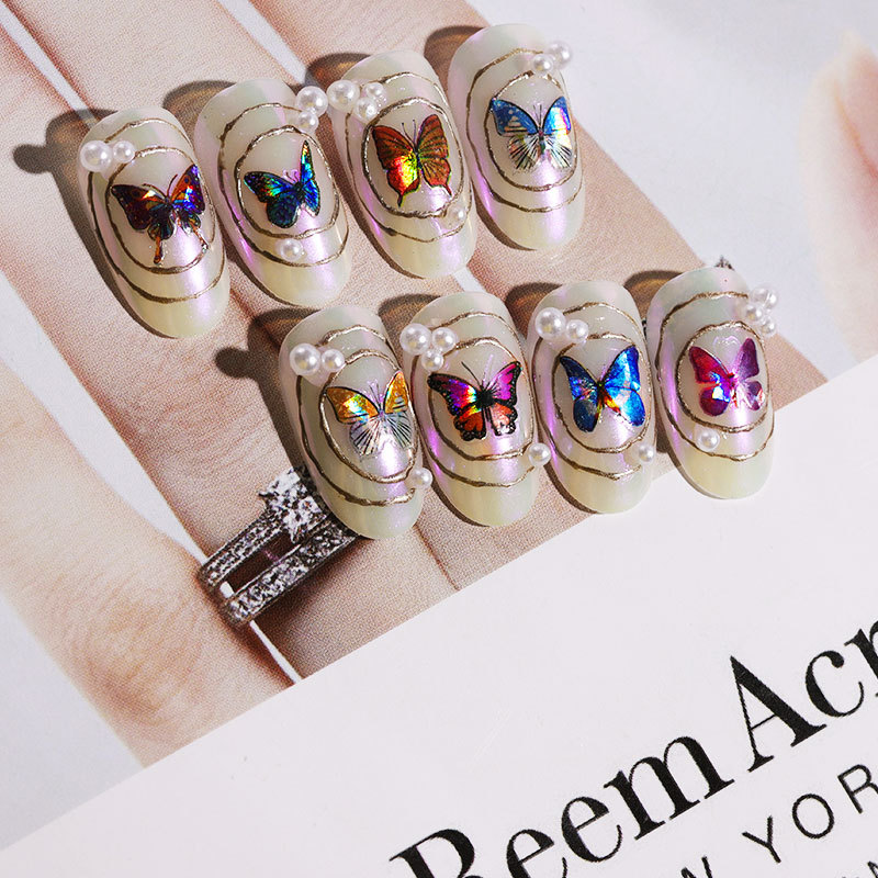 Cross-Border Hot-Selling Manicure Simulation Laser Butterfly Sticker Ins Wind 3D Waterproof Cute Butterfly Nail Sticker
