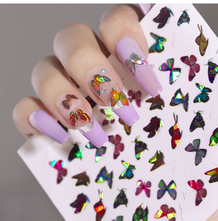 Cross-Border Hot-Selling Manicure Simulation Laser Butterfly Sticker Ins Wind 3D Waterproof Cute Butterfly Nail Sticker Cross-Border Hot-Selling Manicure Simulation Laser Butterfly Sticker Ins Wind 3D Waterproof Cute Butterfly Nail Sticker