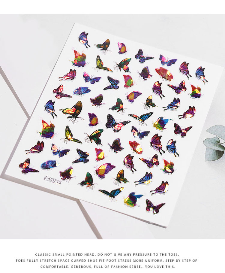 Cross-Border Hot-Selling Manicure Simulation Laser Butterfly Sticker Ins Wind 3D Waterproof Cute Butterfly Nail Sticker Cross-Border Hot-Selling Manicure Simulation Laser Butterfly Sticker Ins Wind 3D Waterproof Cute Butterfly Nail Sticker