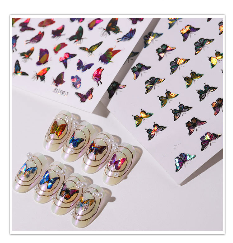 Cross-Border Hot-Selling Manicure Simulation Laser Butterfly Sticker Ins Wind 3D Waterproof Cute Butterfly Nail Sticker Cross-Border Hot-Selling Manicure Simulation Laser Butterfly Sticker Ins Wind 3D Waterproof Cute Butterfly Nail Sticker