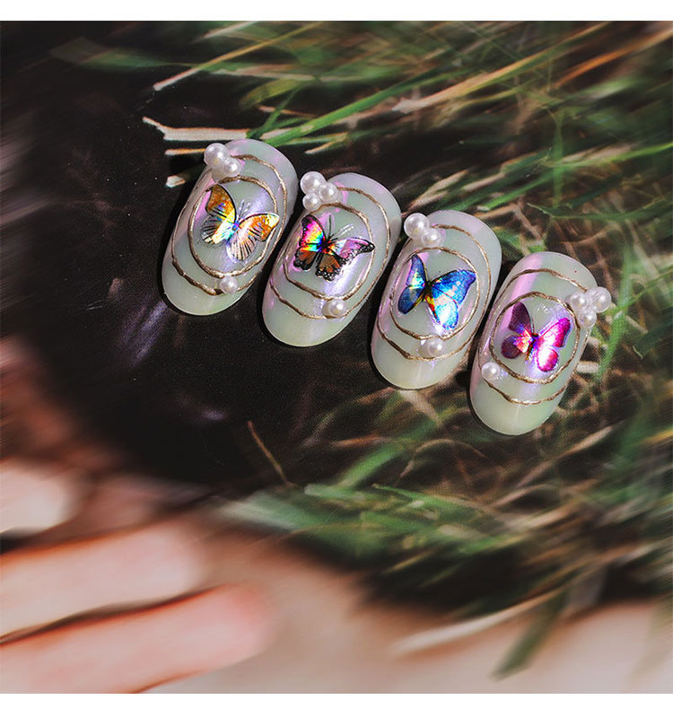 Cross-Border Hot-Selling Manicure Simulation Laser Butterfly Sticker Ins Wind 3D Waterproof Cute Butterfly Nail Sticker Cross-Border Hot-Selling Manicure Simulation Laser Butterfly Sticker Ins Wind 3D Waterproof Cute Butterfly Nail Sticker