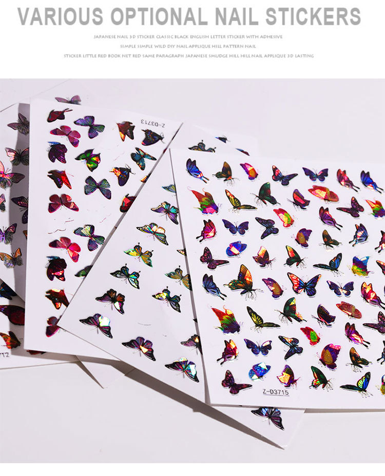 Cross-Border Hot-Selling Manicure Simulation Laser Butterfly Sticker Ins Wind 3D Waterproof Cute Butterfly Nail Sticker Cross-Border Hot-Selling Manicure Simulation Laser Butterfly Sticker Ins Wind 3D Waterproof Cute Butterfly Nail Sticker