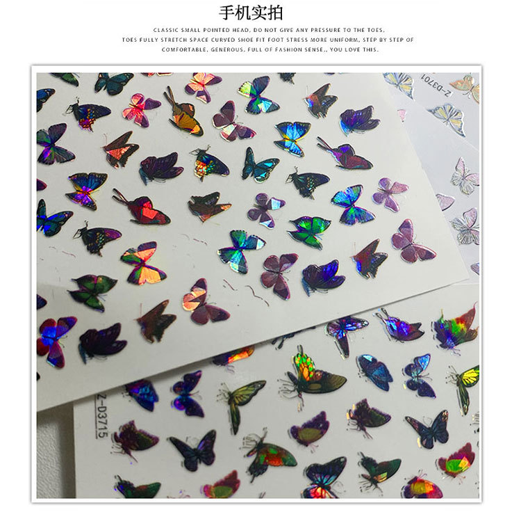 Cross-Border Hot-Selling Manicure Simulation Laser Butterfly Sticker Ins Wind 3D Waterproof Cute Butterfly Nail Sticker Cross-Border Hot-Selling Manicure Simulation Laser Butterfly Sticker Ins Wind 3D Waterproof Cute Butterfly Nail Sticker