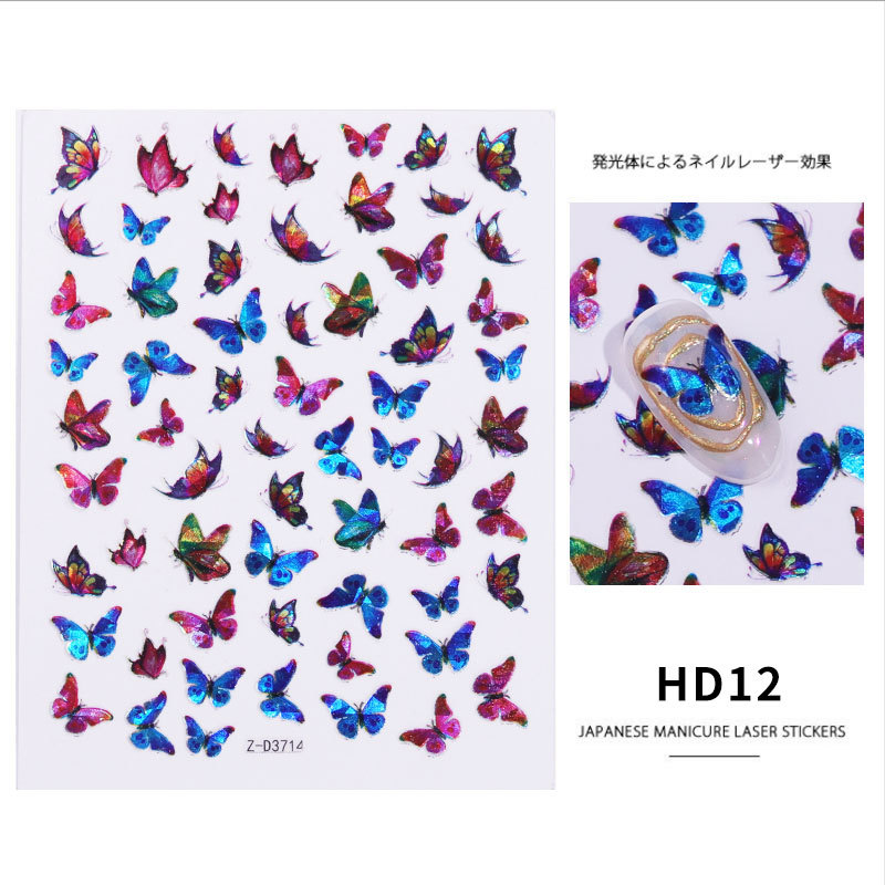Cross-Border Hot-Selling Manicure Simulation Laser Butterfly Sticker Ins Wind 3D Waterproof Cute Butterfly Nail Sticker Cross-Border Hot-Selling Manicure Simulation Laser Butterfly Sticker Ins Wind 3D Waterproof Cute Butterfly Nail Sticker