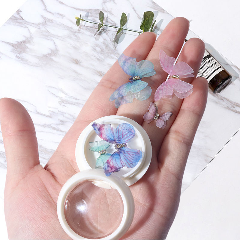 Japanese Style Three-Dimensional Manicure Xiaohongshu Butterfly Ornament High-Profile Figure Ins Fairy Style Nail Sticker Pearl Decorative Diamond