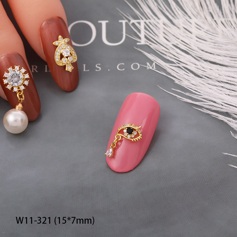 Xiaohongshu Same Style Rhinestone Pearl Nail Chain Jewelry Internet Celebrity Dignified Pendant DIY Nail Diamond Sticker in Stock