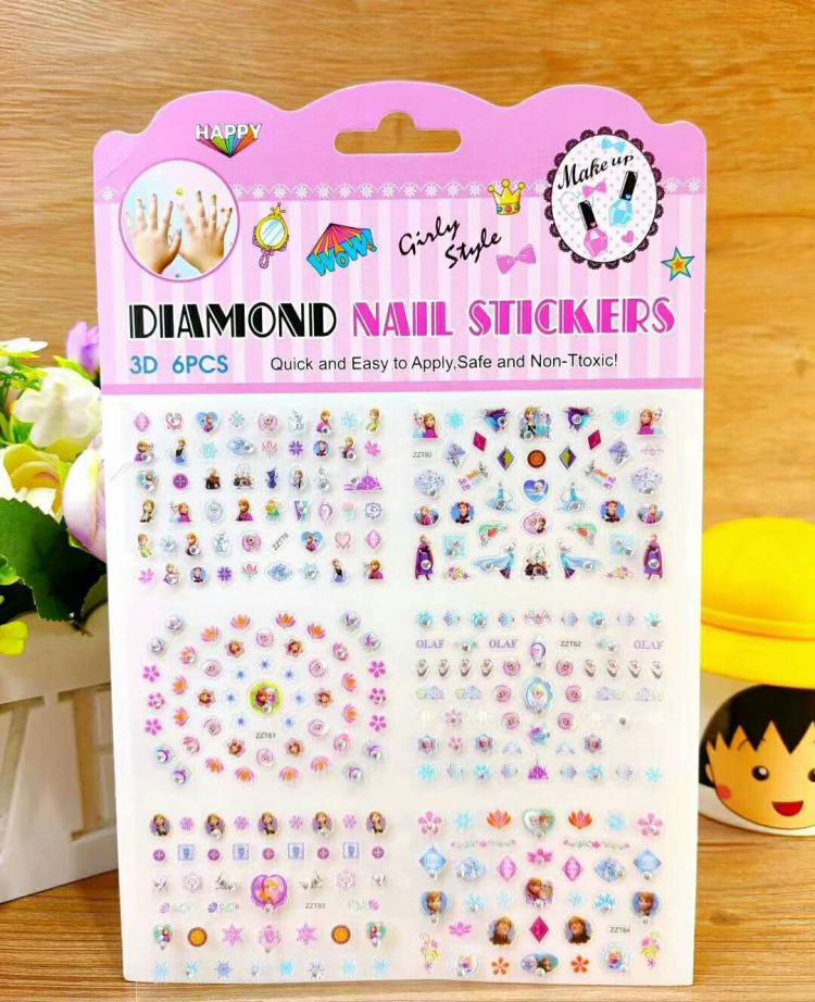 Children's Cute Cartoon Princess Mermaid Nail Sticker All-in-One Large Sheet Diamond Sticker Toy Girl Nail Rhinestone-Sticking Children's Cute Cartoon Princess Mermaid Nail Sticker All-in-One Large Sheet Diamond Sticker Toy Girl Nail Rhinestone-Sticking