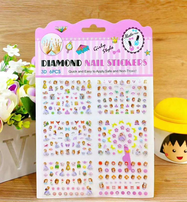 Children's Cute Cartoon Princess Mermaid Nail Sticker All-in-One Large Sheet Diamond Sticker Toy Girl Nail Rhinestone-Sticking Children's Cute Cartoon Princess Mermaid Nail Sticker All-in-One Large Sheet Diamond Sticker Toy Girl Nail Rhinestone-Sticking