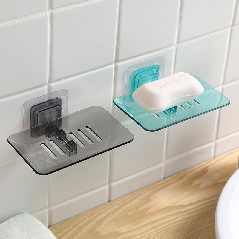 Wall-Mounted Drain Soap Box Magical Non-Marking Sticker Nail-Free Crystal Soap Dish Bathroom Soap Storage Rack Handmade Soap Holder