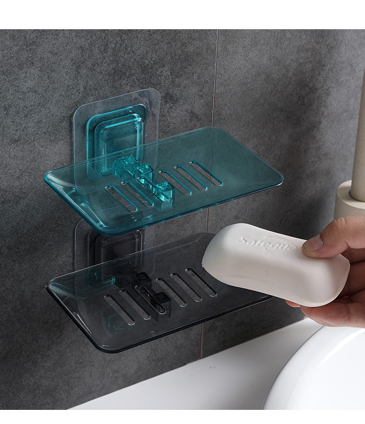 Wall-Mounted Drain Soap Box Magical Non-Marking Sticker Nail-Free Crystal Soap Dish Bathroom Soap Storage Rack Handmade Soap Holder