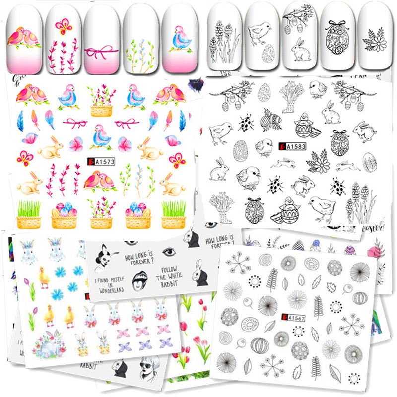 Nail Butterfly Nail Sticker Nail Decal Watermark Sticker 50 PCs One Set Non-Repeating Cross-Border Hot Style