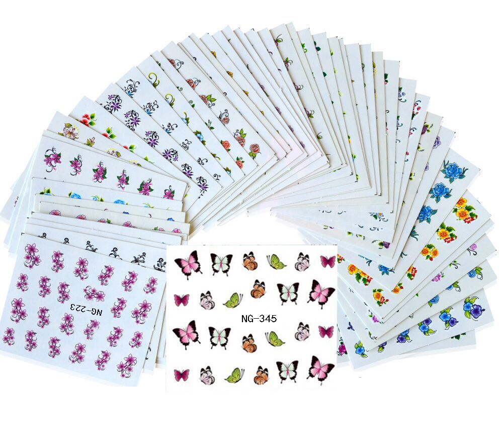 Nail Butterfly Nail Sticker Nail Decal Watermark Sticker 50 PCs One Set Non-Repeating Cross-Border Hot Style Nail Butterfly Nail Sticker Nail Decal Watermark Sticker 50 PCs One Set Non-Repeating Cross-Border Hot Style