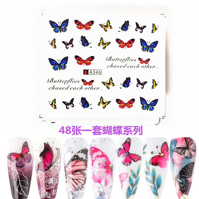 Nail Butterfly Nail Sticker Nail Decal Watermark Sticker 50 PCs One Set Non-Repeating Cross-Border Hot Style Nail Butterfly Nail Sticker Nail Decal Watermark Sticker 50 PCs One Set Non-Repeating Cross-Border Hot Style