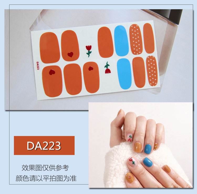 Full Waterproof Environmentally Friendly Girl's Nail Sticker Small Red TikTok Celebrity Inspired Nail Polish Film
