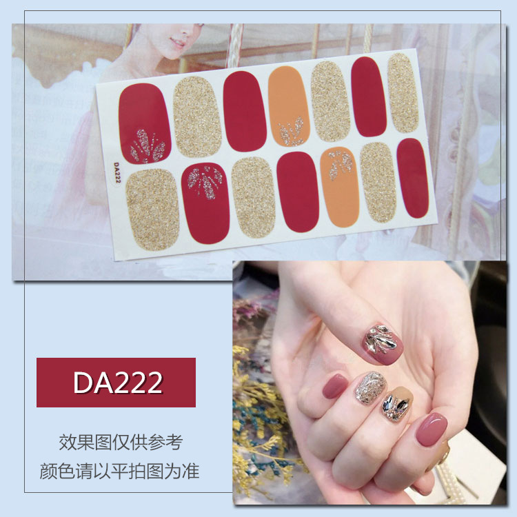Full Waterproof Environmentally Friendly Girl's Nail Sticker Small Red TikTok Celebrity Inspired Nail Polish Film