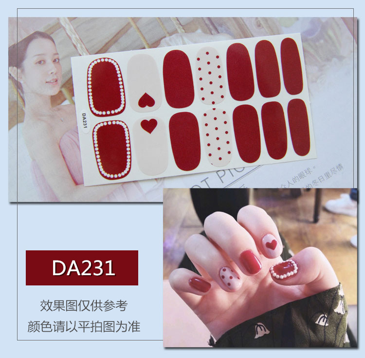 Full Waterproof Environmentally Friendly Girl's Nail Sticker Small Red TikTok Celebrity Inspired Nail Polish Film