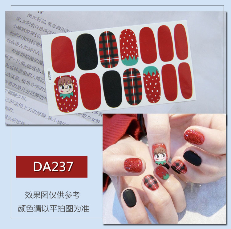 Full Waterproof Environmentally Friendly Girl's Nail Sticker Small Red TikTok Celebrity Inspired Nail Polish Film