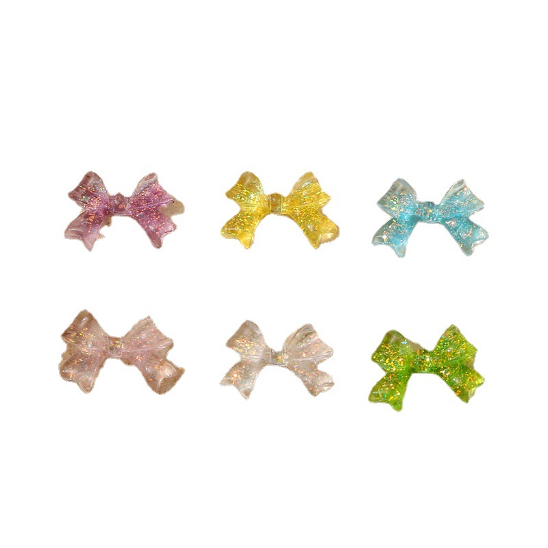 Best-Selling Nail Beauty Silver Pink Bow Cute Trumpet Colorful Three-Dimensional Sequins Decorative Glossy Bow Tie Multicolor Nail Sticker