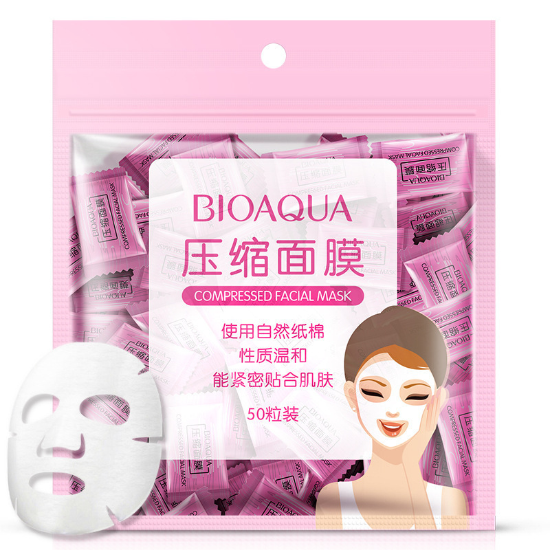 Bioaqua Compressed Facial Mask Natural Cotton Lightweight Non-Woven Mask Cloth Easy to Carry Natural Clothing Compressed Facial Mask