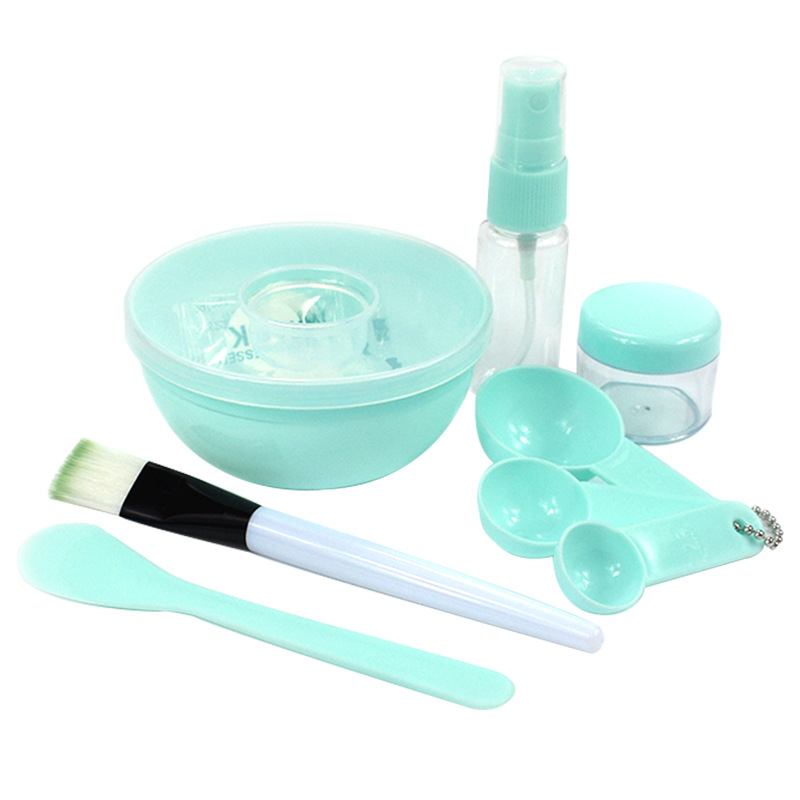 Mask Blending Bowl Sticks Suit 9 PCs Set DIY Tools Makeup Brush Compressed Facial Mask Tissue Bubble Bottle Measuring Spoon with Silicone Brush