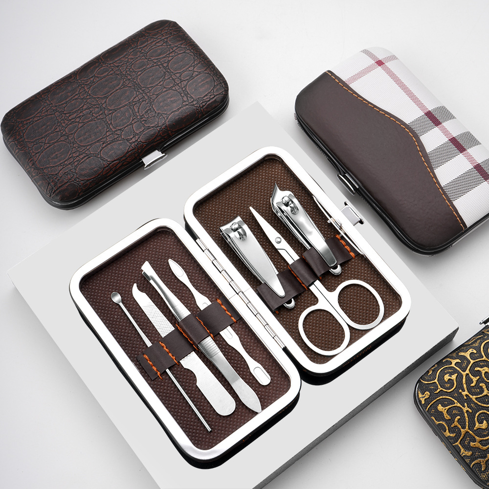 Printed Logo Manicure Implement 7-Piece Set Nail Scissor Set Nail Clippers Nail Clippers Fingernail Maintenance Kit Beauty Suit