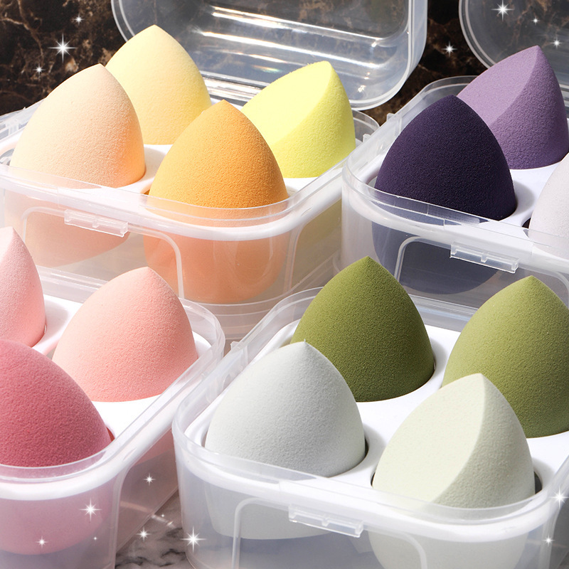Cosmetic Egg Smear-Proof Makeup Super Soft Mango Puff Beauty Blender Sponge Egg Beauty Blender Kit Storage Box Wet and Dry Dual Use
