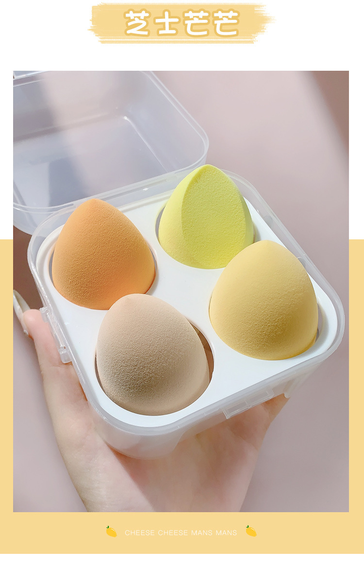 Cosmetic Egg Smear-Proof Makeup Super Soft Mango Puff Beauty Blender Sponge Egg Beauty Blender Kit Storage Box Wet and Dry Dual Use