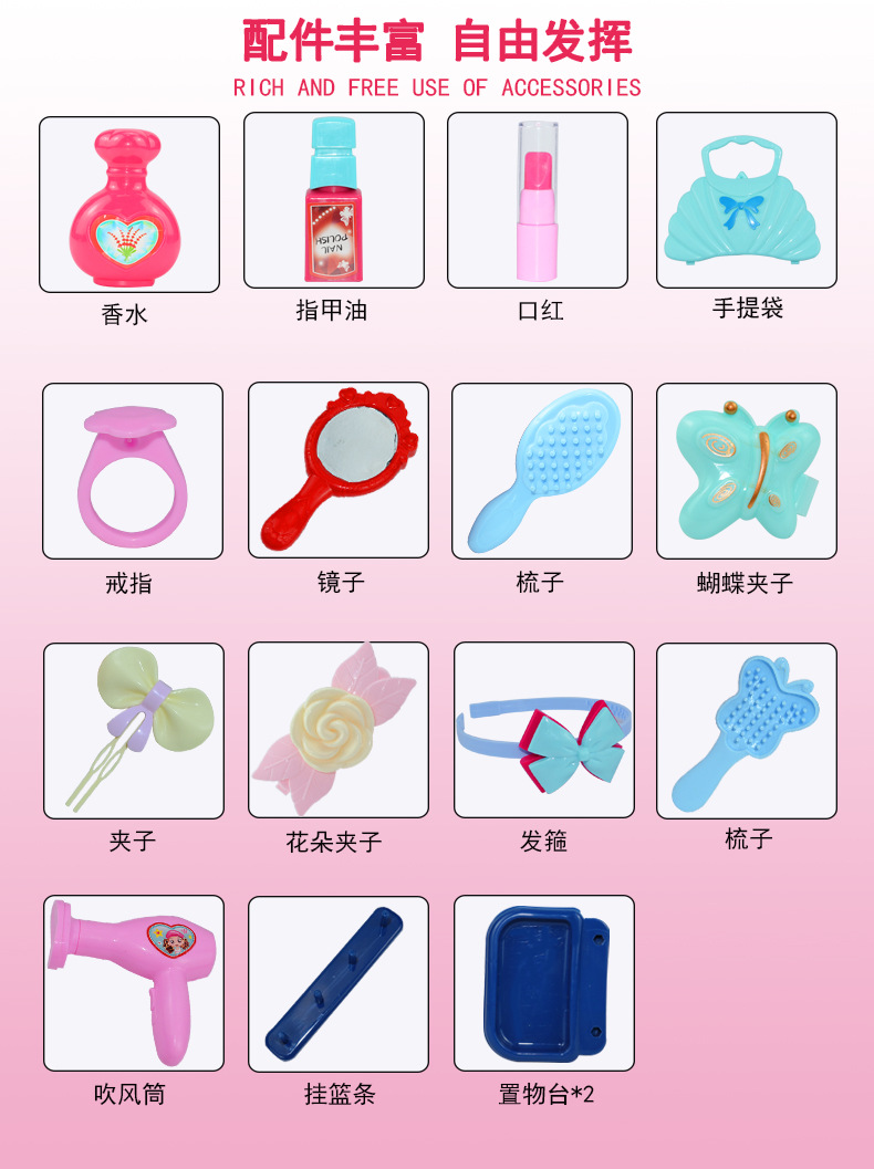 Every kitchen toy children simulation kitchen utensils and tableware beauty makeup portable tools pull rod box medical kit set