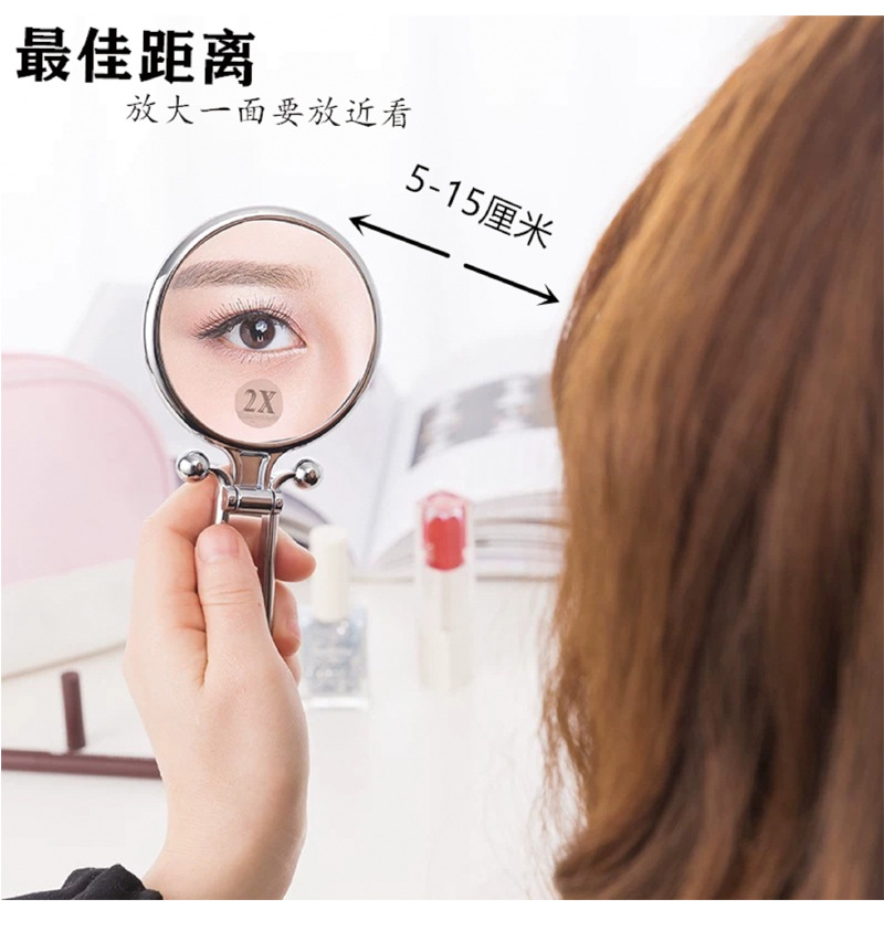 Wholesale Beauty Double Mirror 10 Times Magnification Small round Mirror 5 Times Makeup Mirror Princess Mirror Folding Portable Mirror Hand-Hold Mirror
