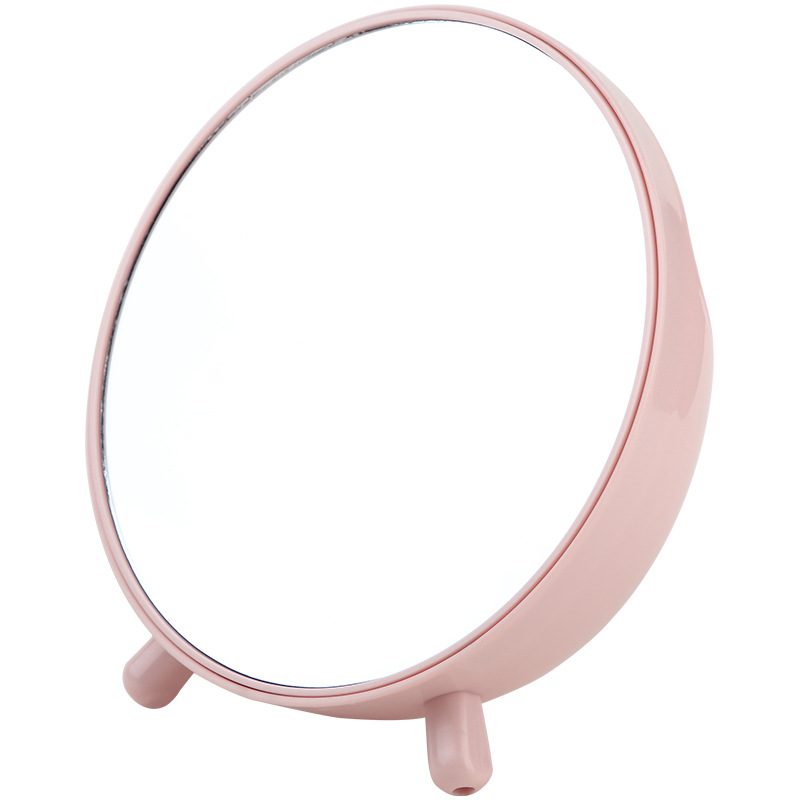 Small round mirror with Storage desk Simple Dressing Mirror Round Portable Student Makeup Mirror Princess