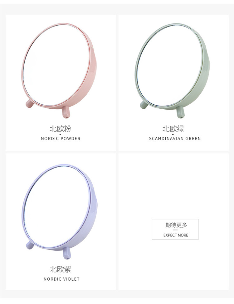 Small round mirror with Storage desk Simple Dressing Mirror Round Portable Student Makeup Mirror Princess