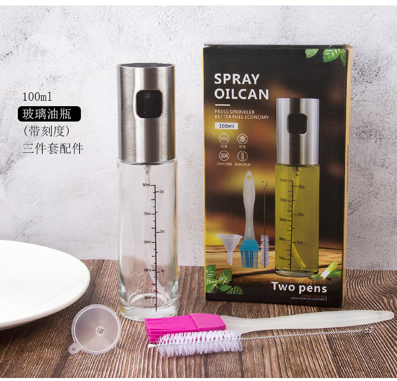 304 stainless steel spray bottle pneumatic barbecue kitchen cooking oil spray olive oil spray control oil pot