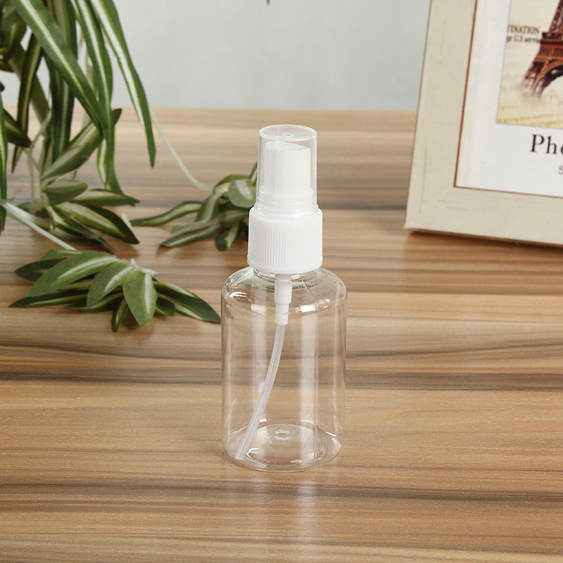 Factory Direct Supply 50ml Spray Bottle Mini-Portable Transparent Cosmetic Subpackaging Small Sample Plastic Bottle Custom Wholesale